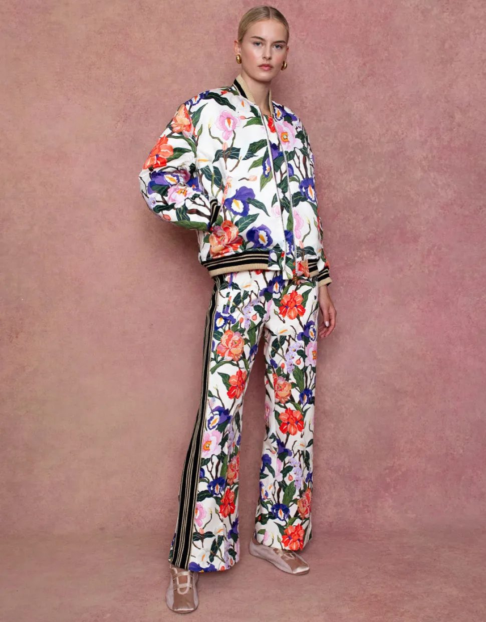 Iggy Satin Jacket in Tree of Life Cream