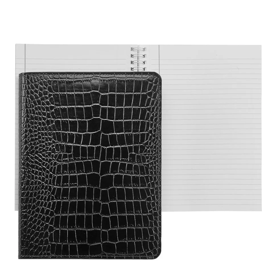 9-Inch Wire-O-Notebook in Crocodile Embossed Leather