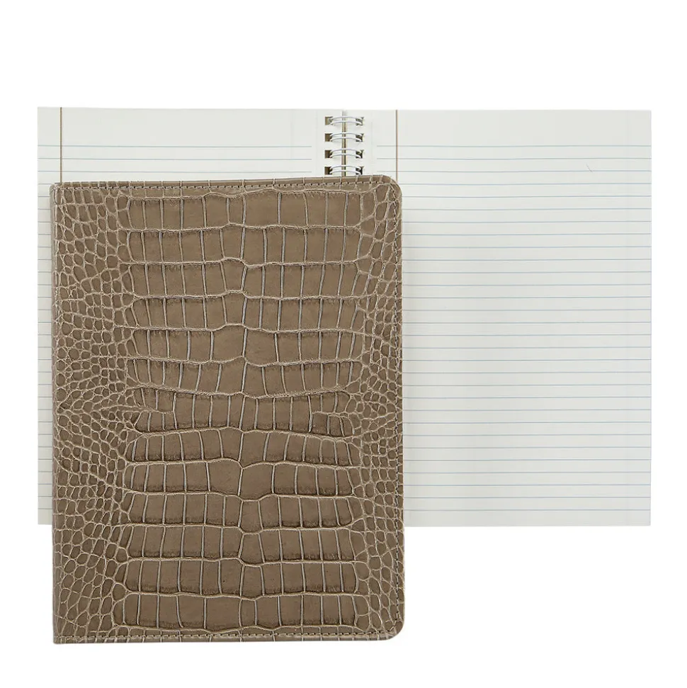 9-Inch Wire-O-Notebook in Crocodile Embossed Leather