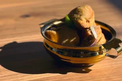 Indian Handi Serving Bowl in Brass Colored Stainless Steel