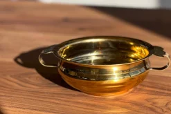 Indian Handi Serving Bowl in Brass Colored Stainless Steel