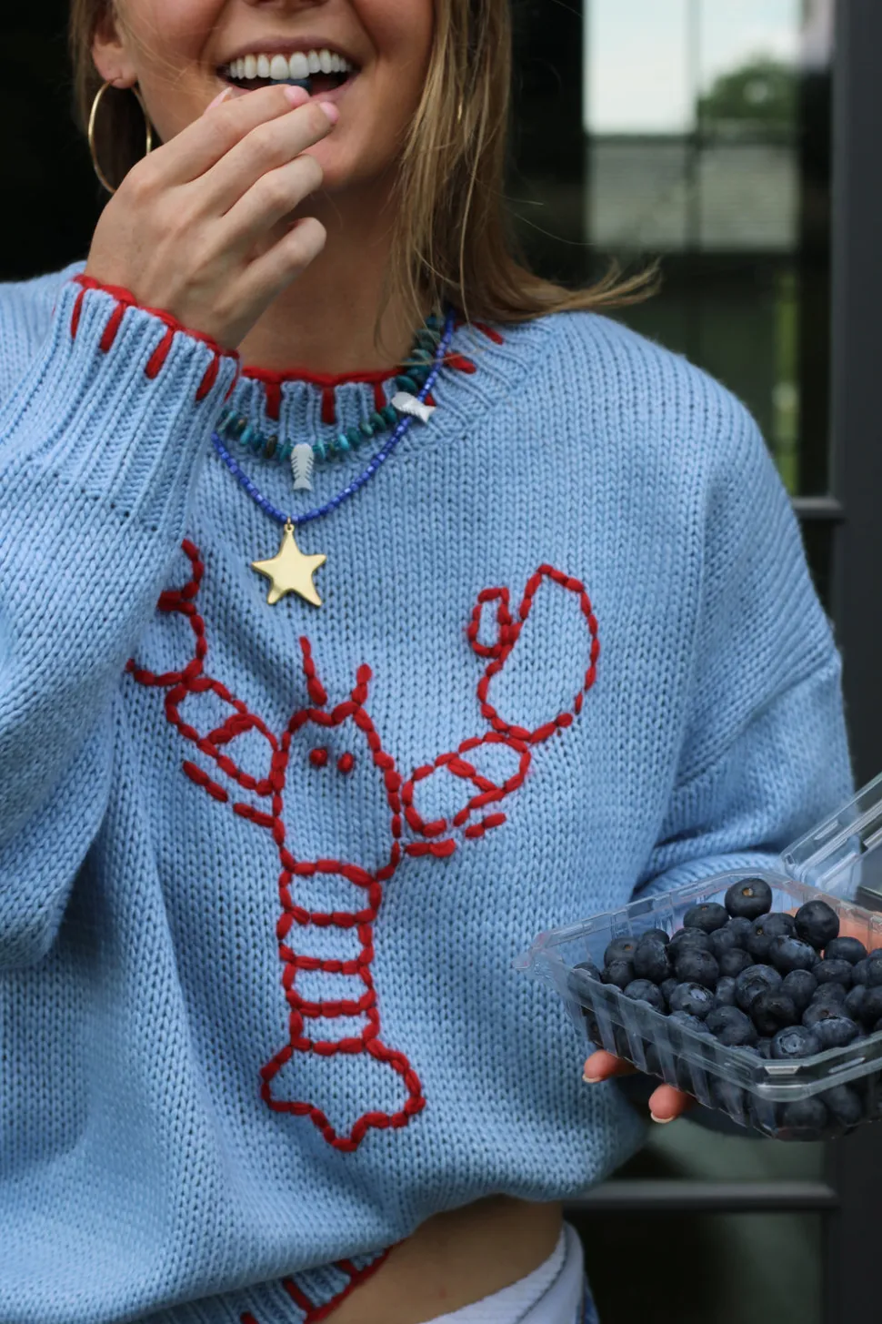 Indigo Beaded Star Necklace