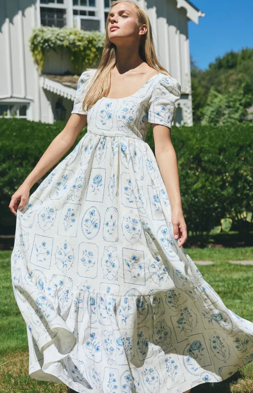 Ines Dress in Delft Tile