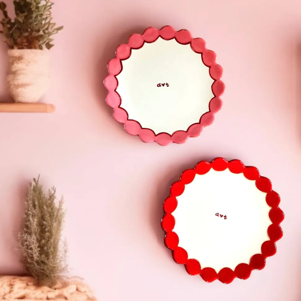 Initials Scalloped Dessert Plates, Set of 2