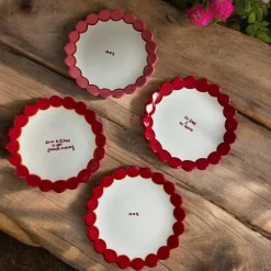 Initials Scalloped Dessert Plates, Set of 2