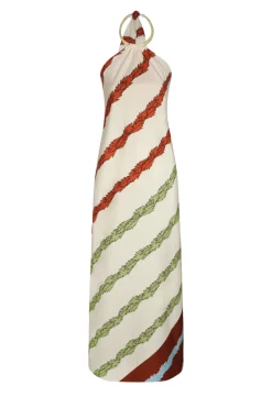 Ipanema Cotton Maxi Dress in Ivory Striped Helechos