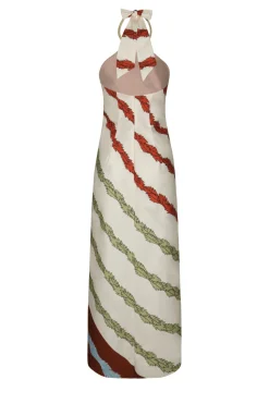 Ipanema Cotton Maxi Dress in Ivory Striped Helechos