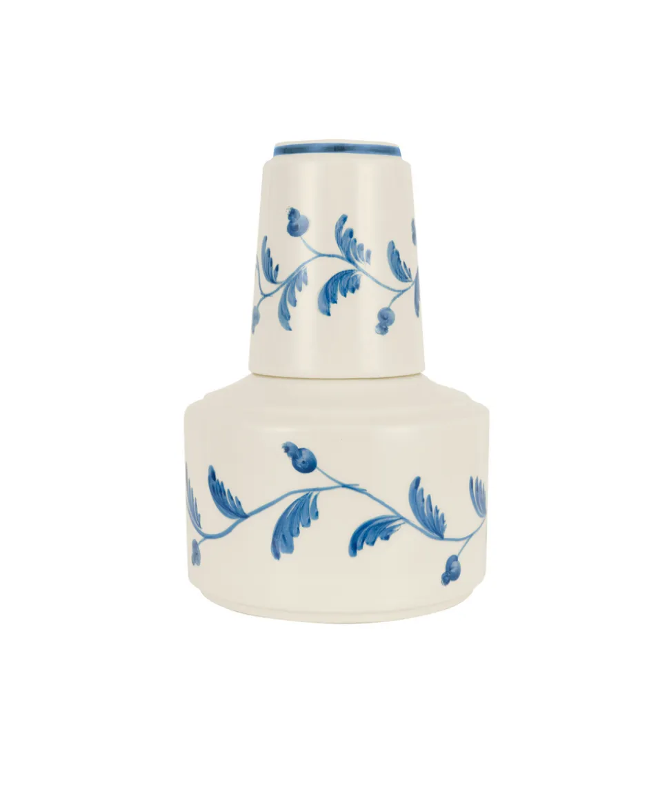 Iris Ceramic Carafe & Pair of Tumblers in Denim
