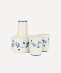 Iris Ceramic Carafe & Pair of Tumblers in Denim