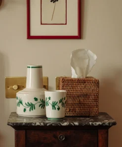 Iris Ceramic Carafe & Pair of Tumblers in Dark Green