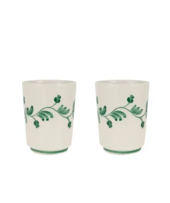 Iris Ceramic Carafe & Pair of Tumblers in Dark Green