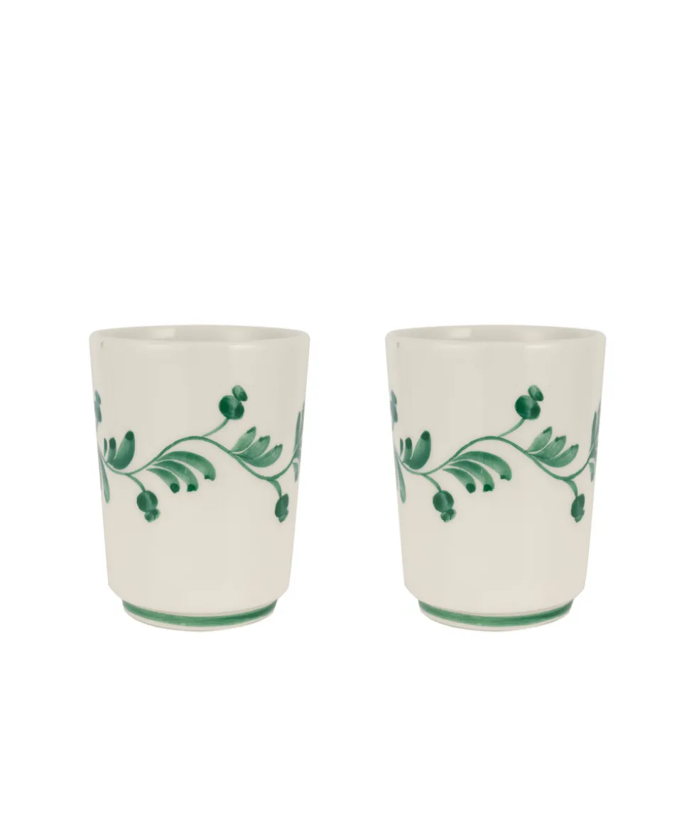 Iris Ceramic Carafe & Pair of Tumblers in Dark Green