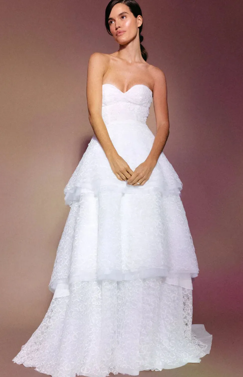 Iris Gown in White Bubble Organza