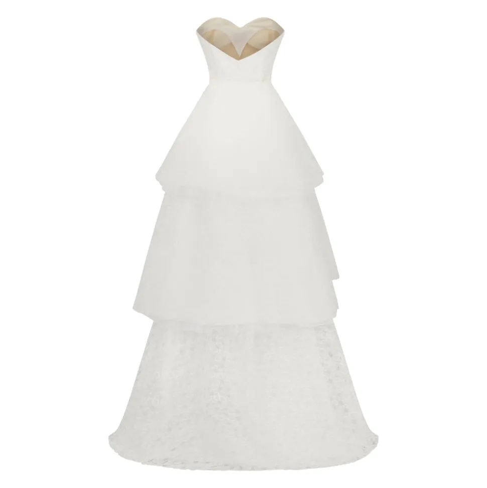 Iris Gown in White Bubble Organza