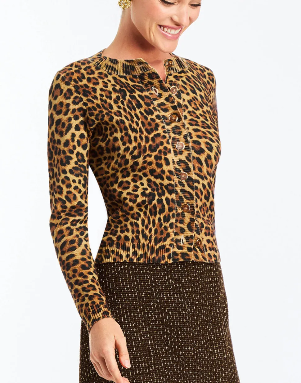 Isabel Cardigan in Leopard Brown