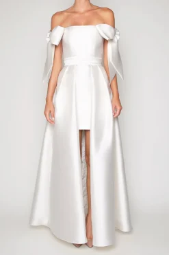 Isabella Silk and Wool Mini Dress with Convertible Skirt in White