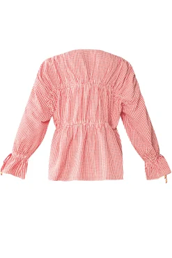 Isle Top x Rainey Collaboration in Red Gingham with Cream Crochet Applique