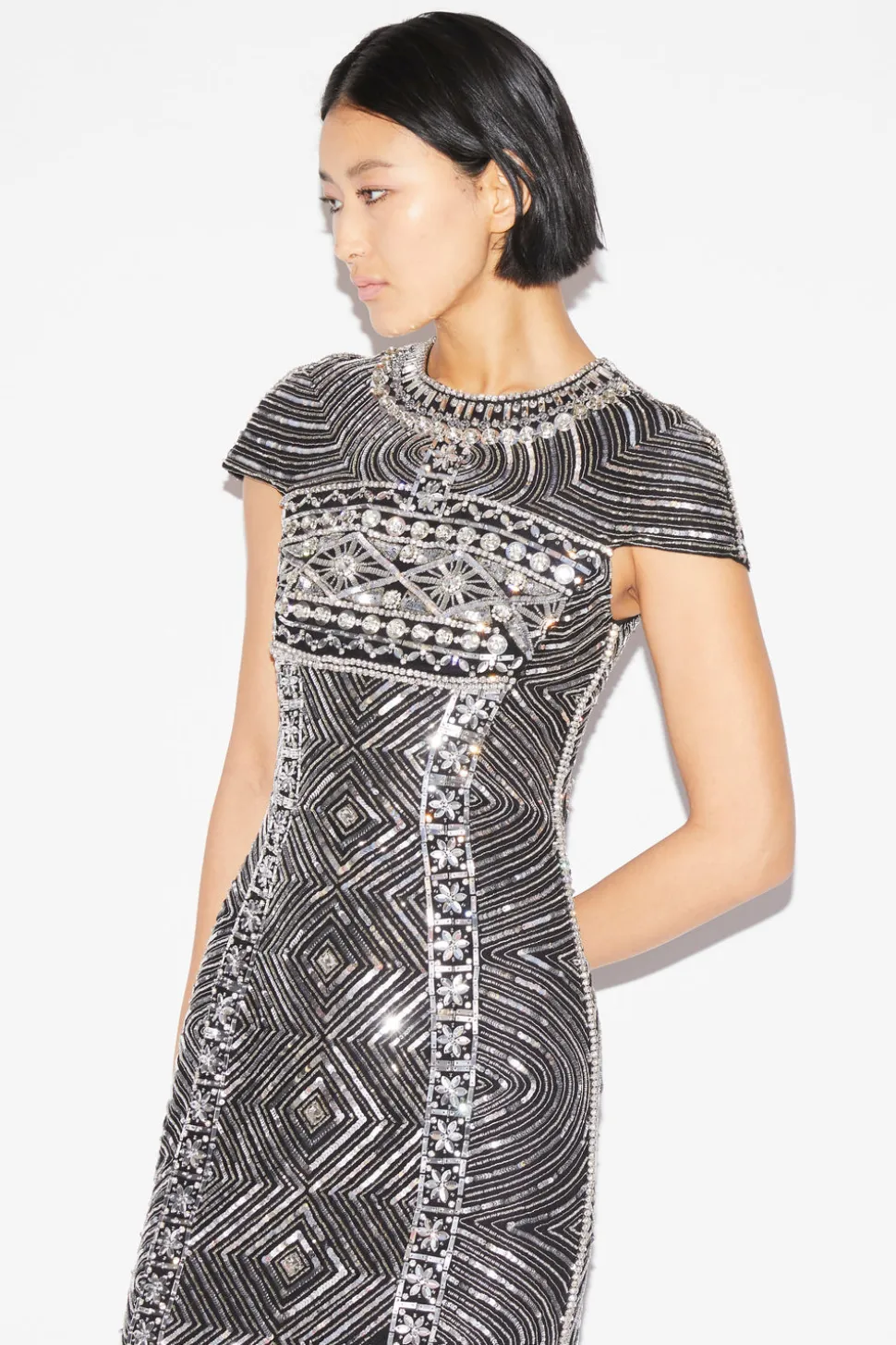 Isobel Gown Black Silver Embroidered Tulle