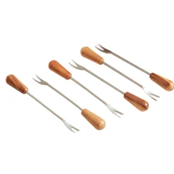 Italian Olivewood Aperitivo Forks, Set of 6