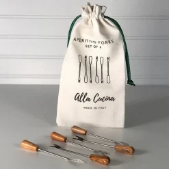 Italian Olivewood Aperitivo Forks, Set of 6