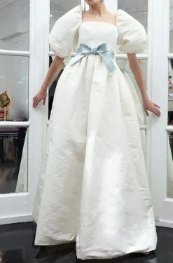 Italian Silk Faille Full-Sleeve Gown