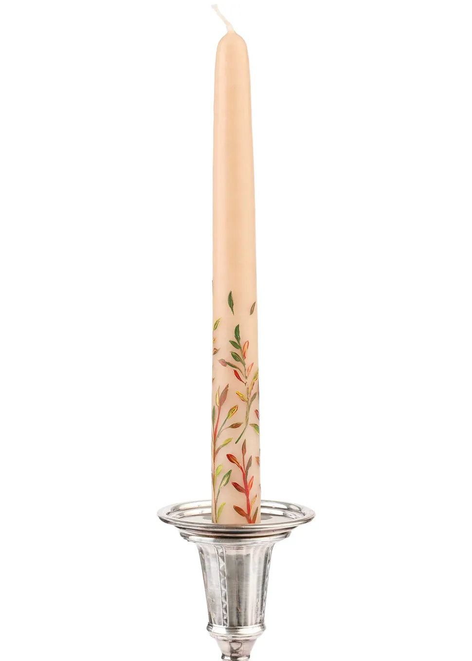 Ivory Fall Leaves Taper Candles, Set of 2