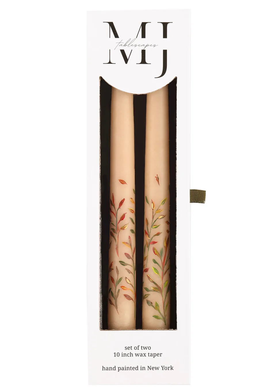 Ivory Fall Leaves Taper Candles, Set of 2