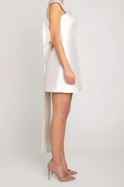 Ivy Silk and Wool Mini Dress in White