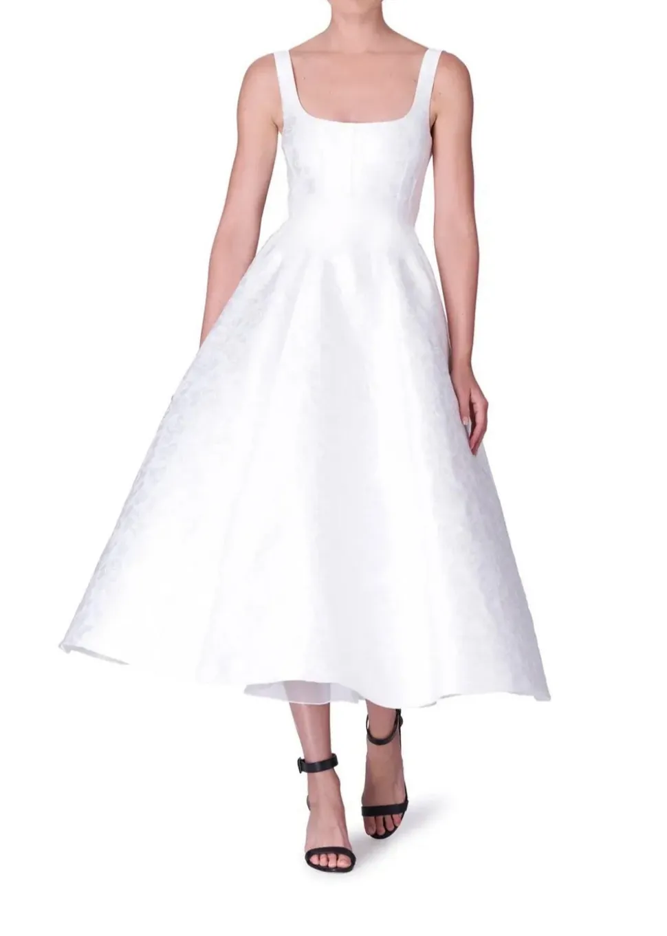 Jacquard Scoopneck Fit & Flare Midi Dress