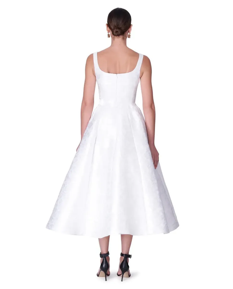 Jacquard Scoopneck Fit & Flare Midi Dress