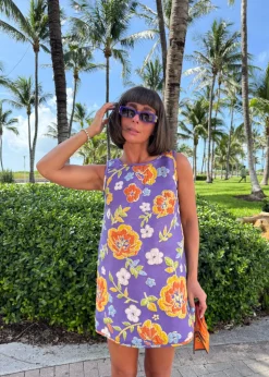 Jacquard Swing Swing Dress in Purple