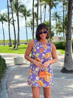 Jacquard Swing Swing Dress in Purple