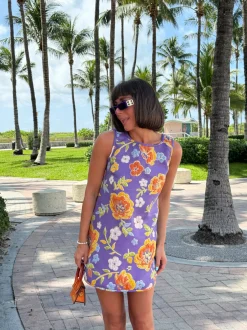 Jacquard Swing Swing Dress in Purple