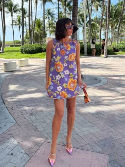 Jacquard Swing Swing Dress in Purple
