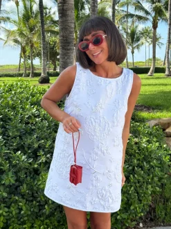 Jacquard Swing Swing Dress in All White