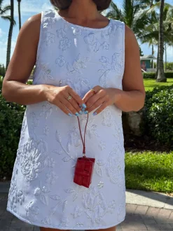 Jacquard Swing Swing Dress in All White