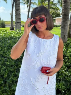 Jacquard Swing Swing Dress in All White