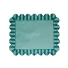 Jardin Embroidered Linen Scalloped Stripe Placemats with Color Backing, Set of 4