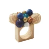 Java Napkin Ring in Natural, Navy & White, Set of 4