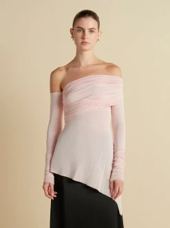 Jersey One-Shoulder Draped Top in Camellia
