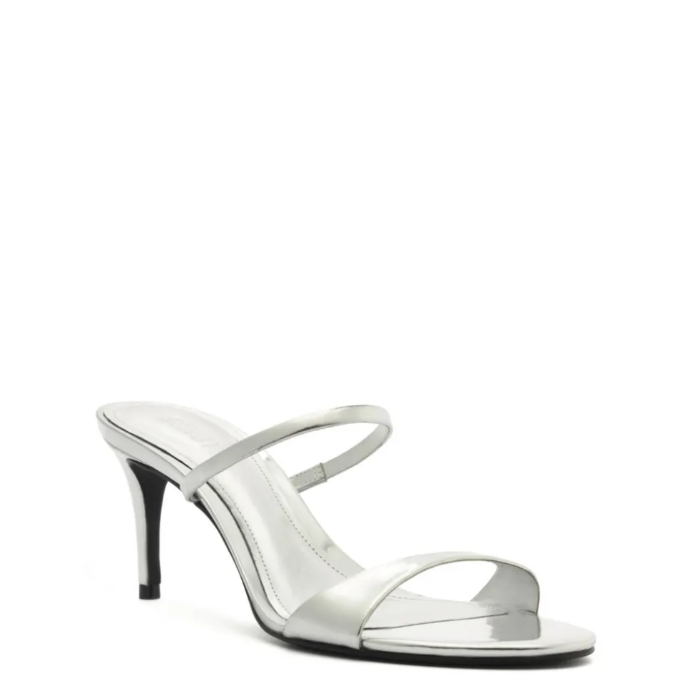 Jessica Mid Mule Metallic Sandal in Prata
