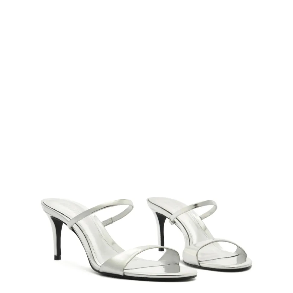 Jessica Mid Mule Metallic Sandal in Prata