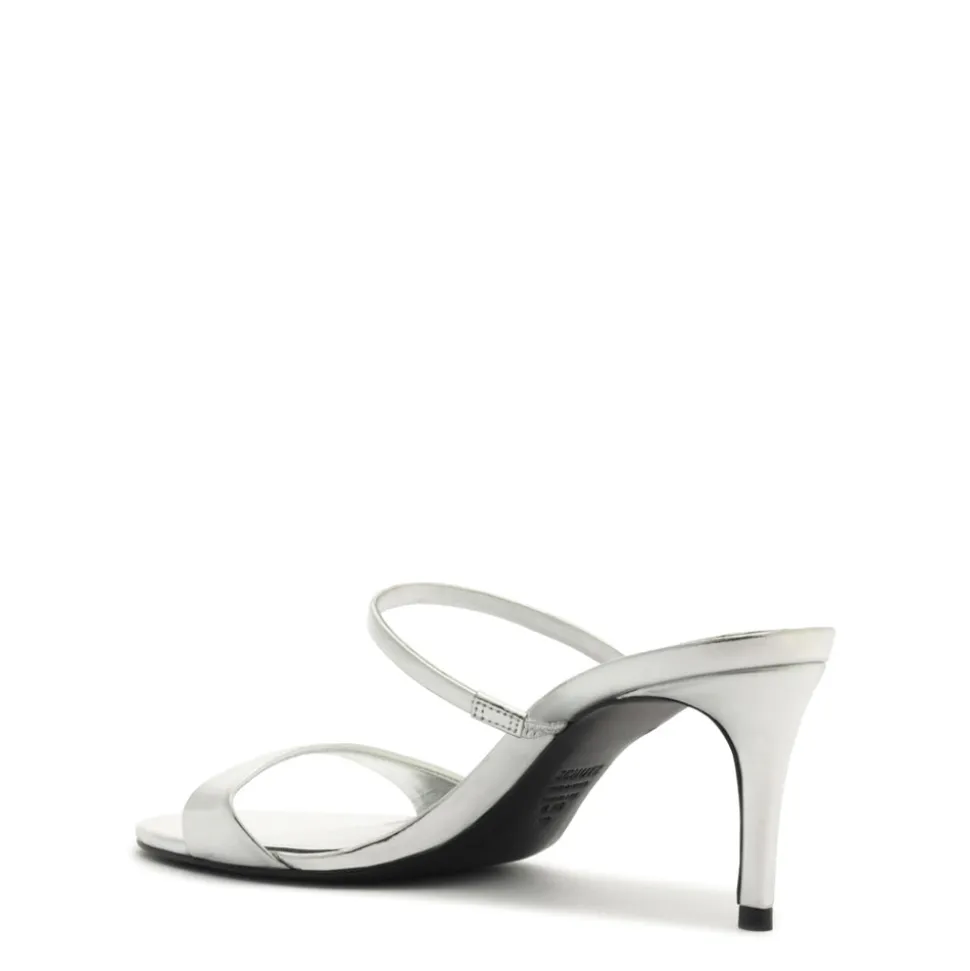 Jessica Mid Mule Metallic Sandal in Prata