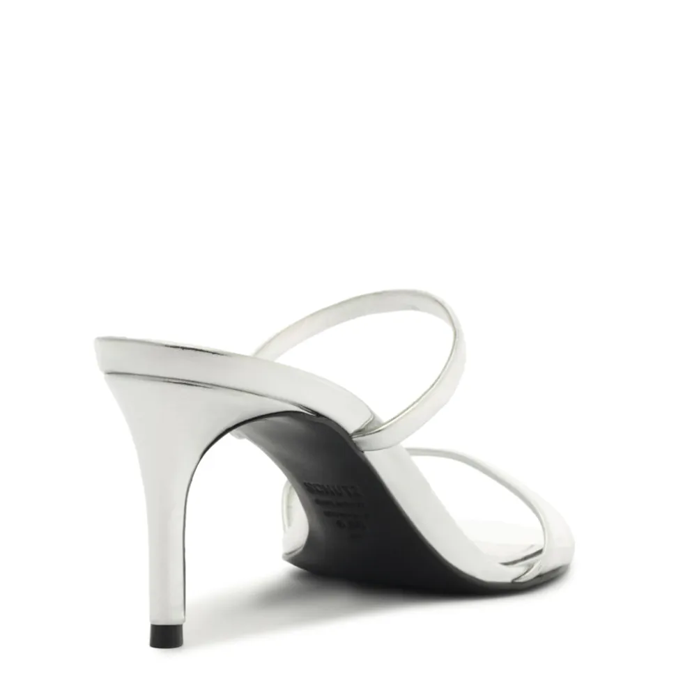 Jessica Mid Mule Metallic Sandal in Prata