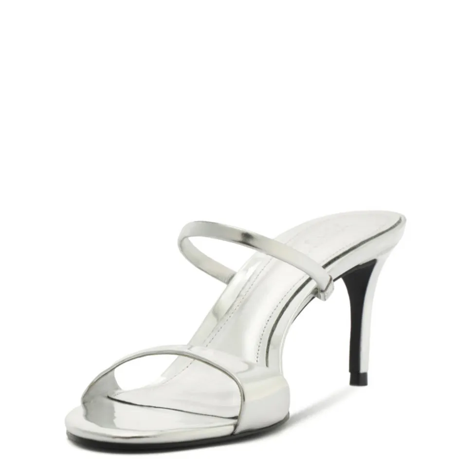 Jessica Mid Mule Metallic Sandal in Prata