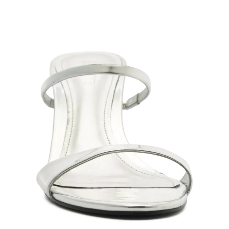 Jessica Mid Mule Metallic Sandal in Prata