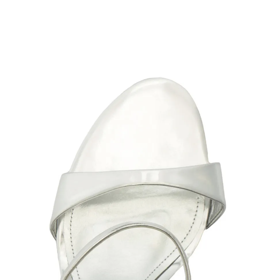 Jessica Mid Mule Metallic Sandal in Prata