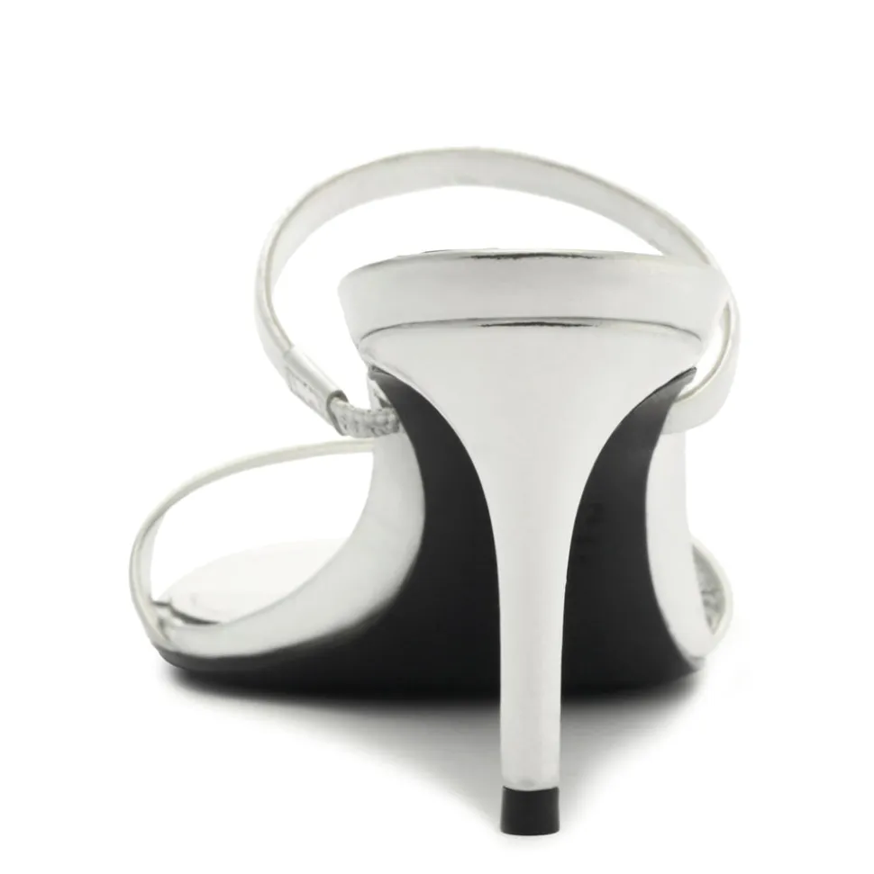 Jessica Mid Mule Metallic Sandal in Prata