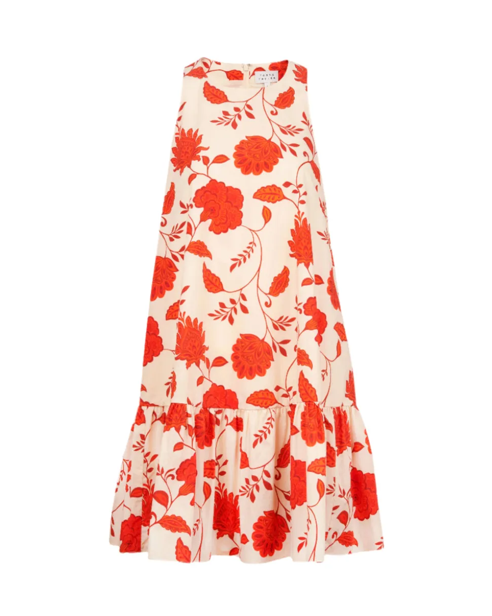 Jessie Dress in Cream & Tomato