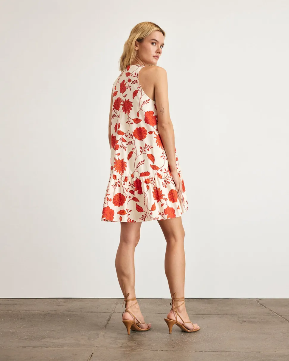 Jessie Dress in Cream & Tomato